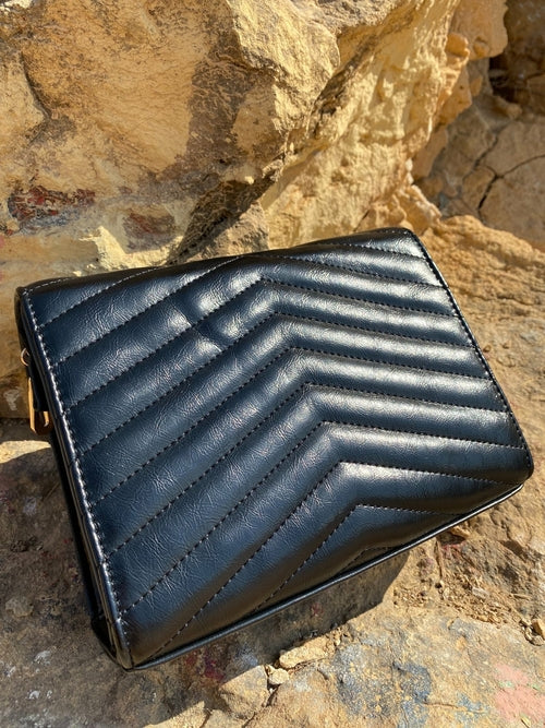 Sort quiltet crossbody-taske til damer