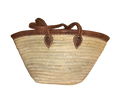 Capazo de paja y asas de cuero