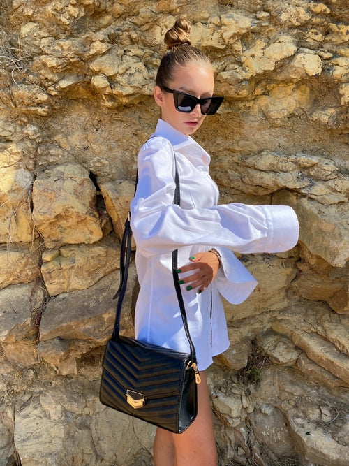 Sort quiltet crossbody-taske til damer