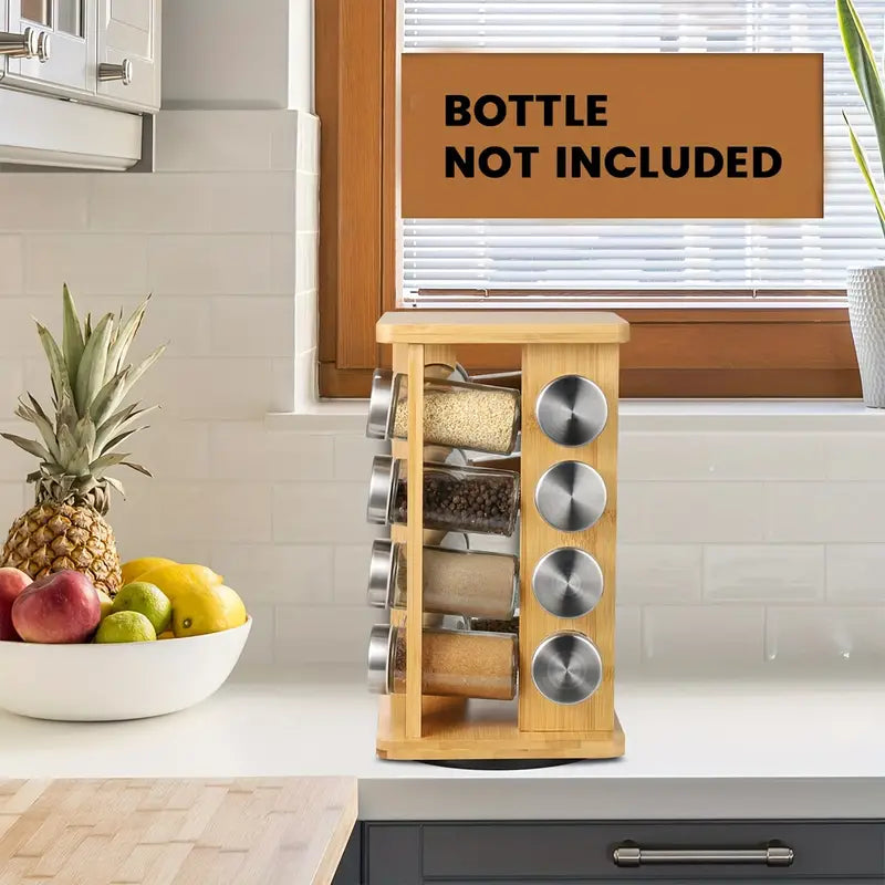 Drejelig krydderihylde i bambus - 16 glas