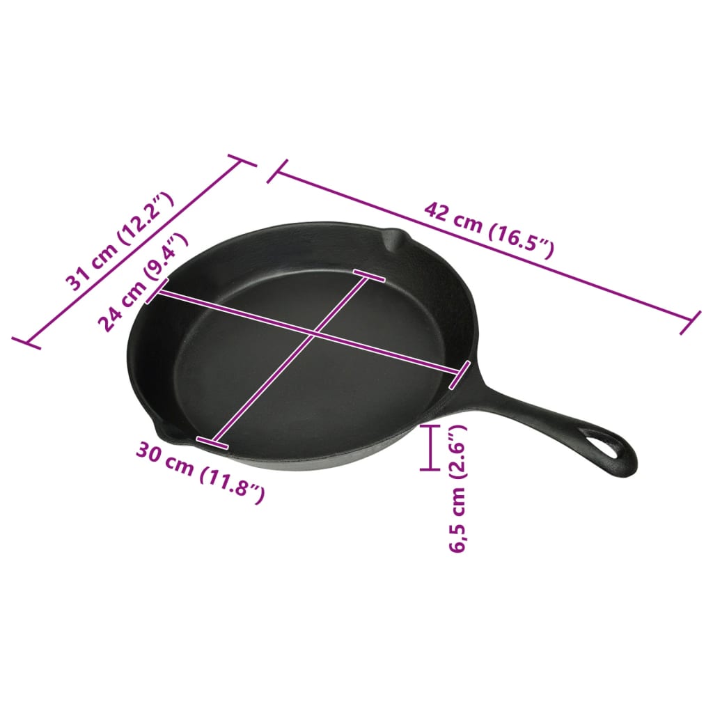 Xl Bbq Grill Stegepande I Støbejern 30 Cm Rund