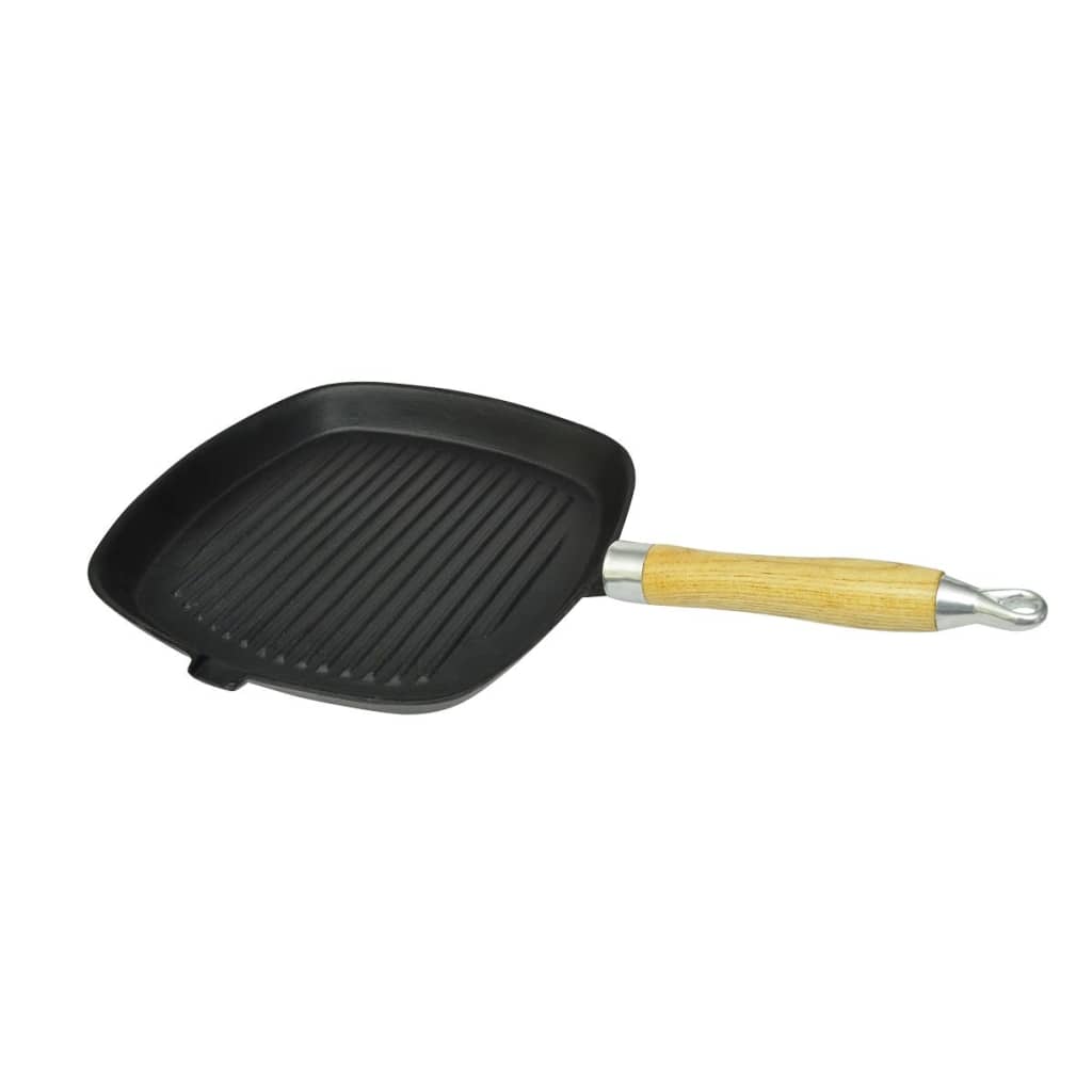 Grillpande I Støbejern Med Træhåndtag 20X20 Cm