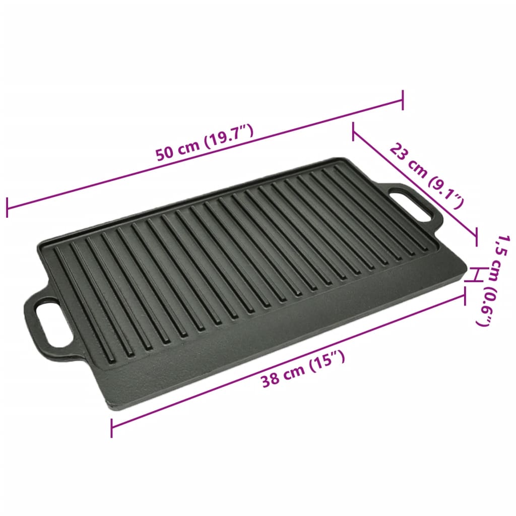 Grillplade 50X23 Cm Vendbar Støbejern