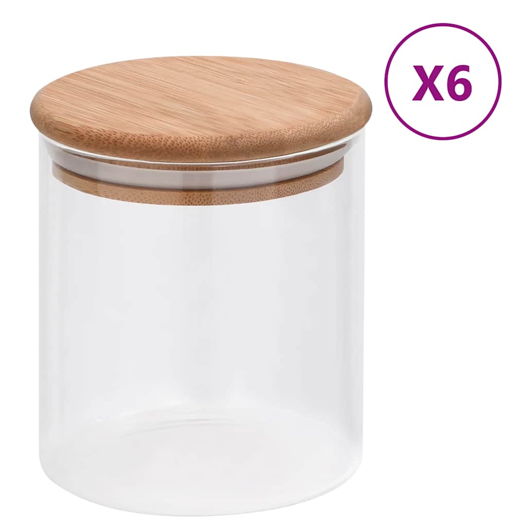 Opbevaringsglas Med Bambuslåg 6 Stk.