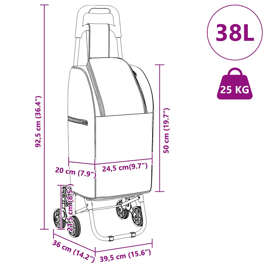 Indkøbsvogn 39,5 X 33 X 93 Cm Oxford Stof