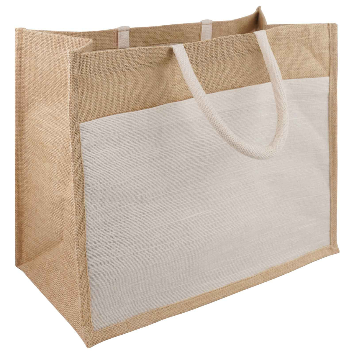 Jute Håndtasker Med Lomme 10 Natur Og Hvid