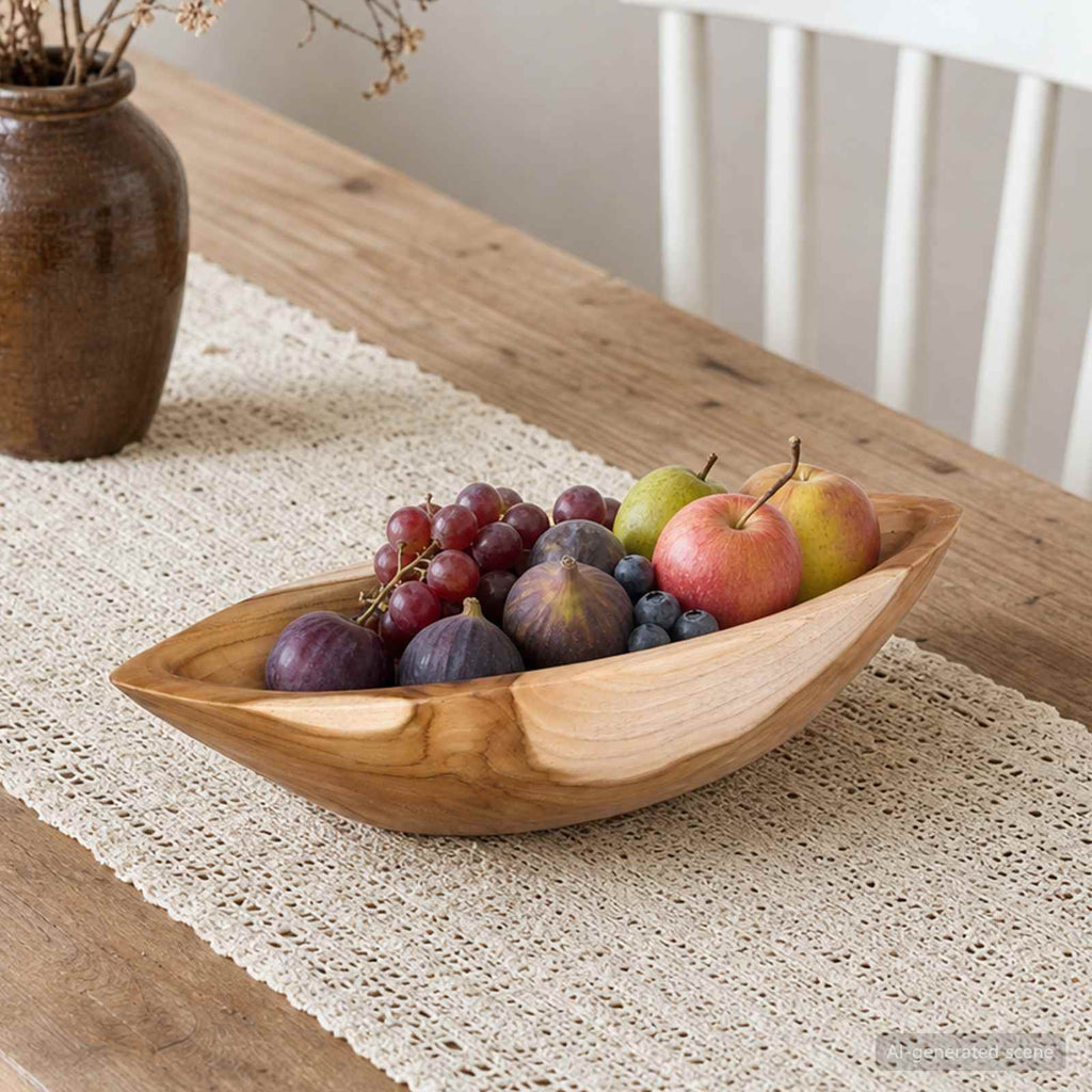 Fruit Bowl Jepara Teak Brown 46 X 16 X 11 Cm
