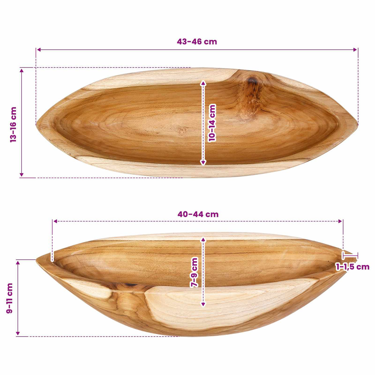 Fruit Bowl Jepara Teak Brown 46 X 16 X 11 Cm