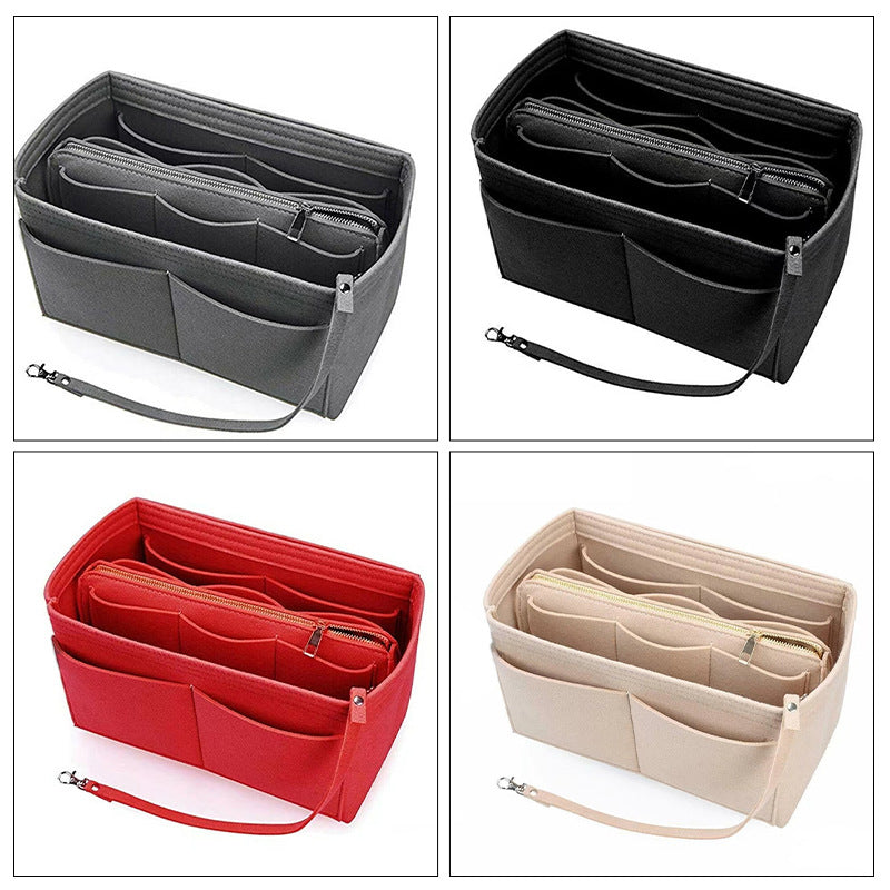 Taskeindsats i filt til dametasker – 21 × 11 × 13 cm
