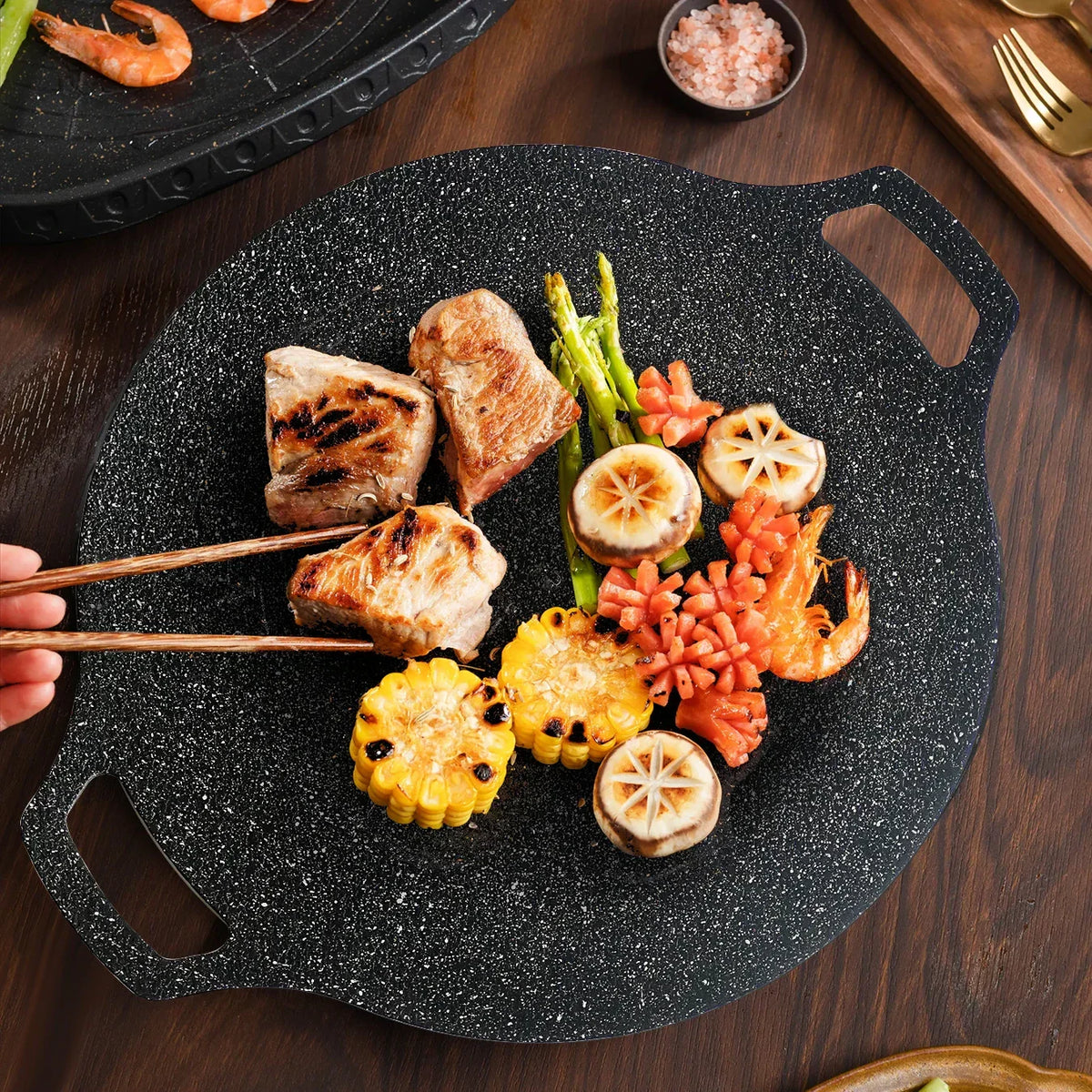 Grillplade med non-stick belægning - sort