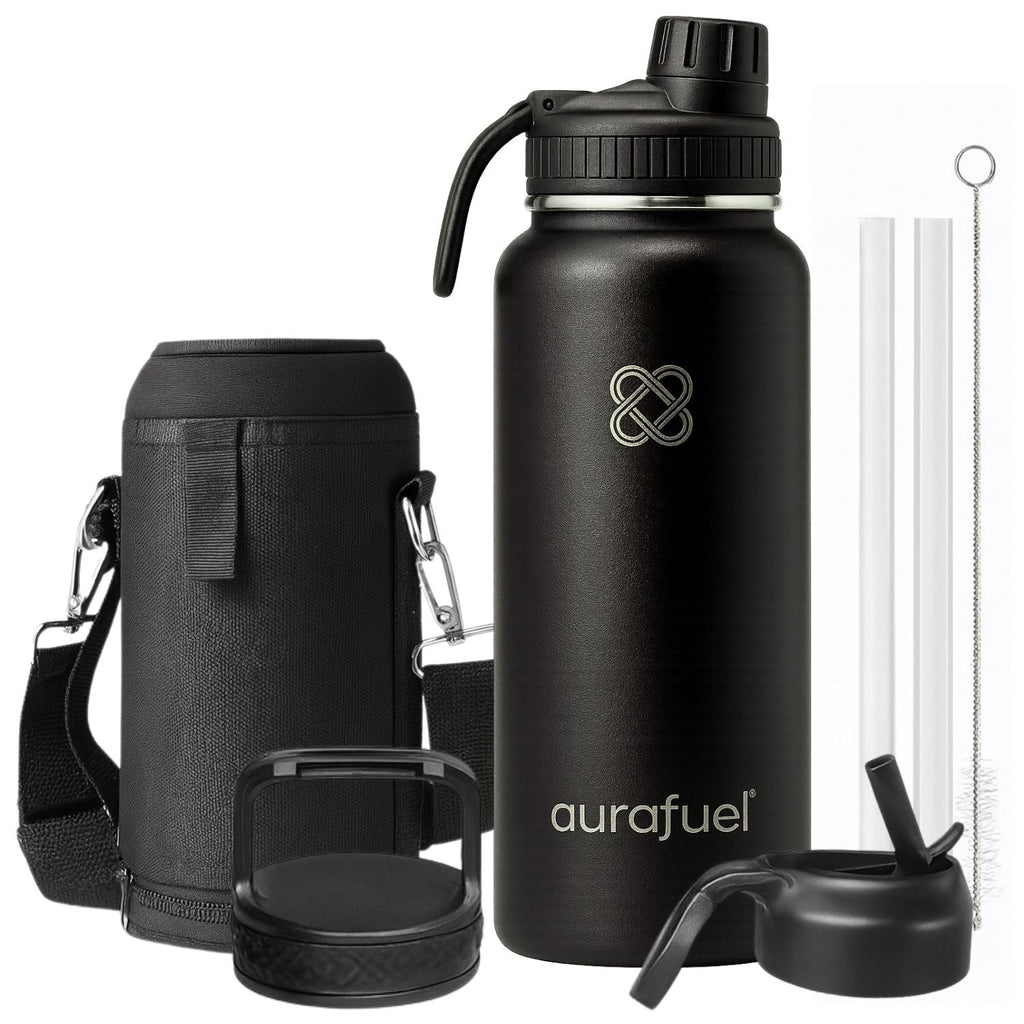 Aurafuel sort drikkeflaske i rustfrit stål