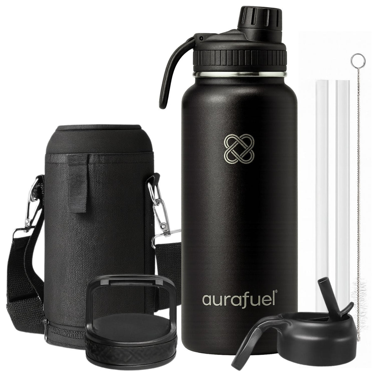 Aurafuel sort drikkeflaske i rustfrit stål