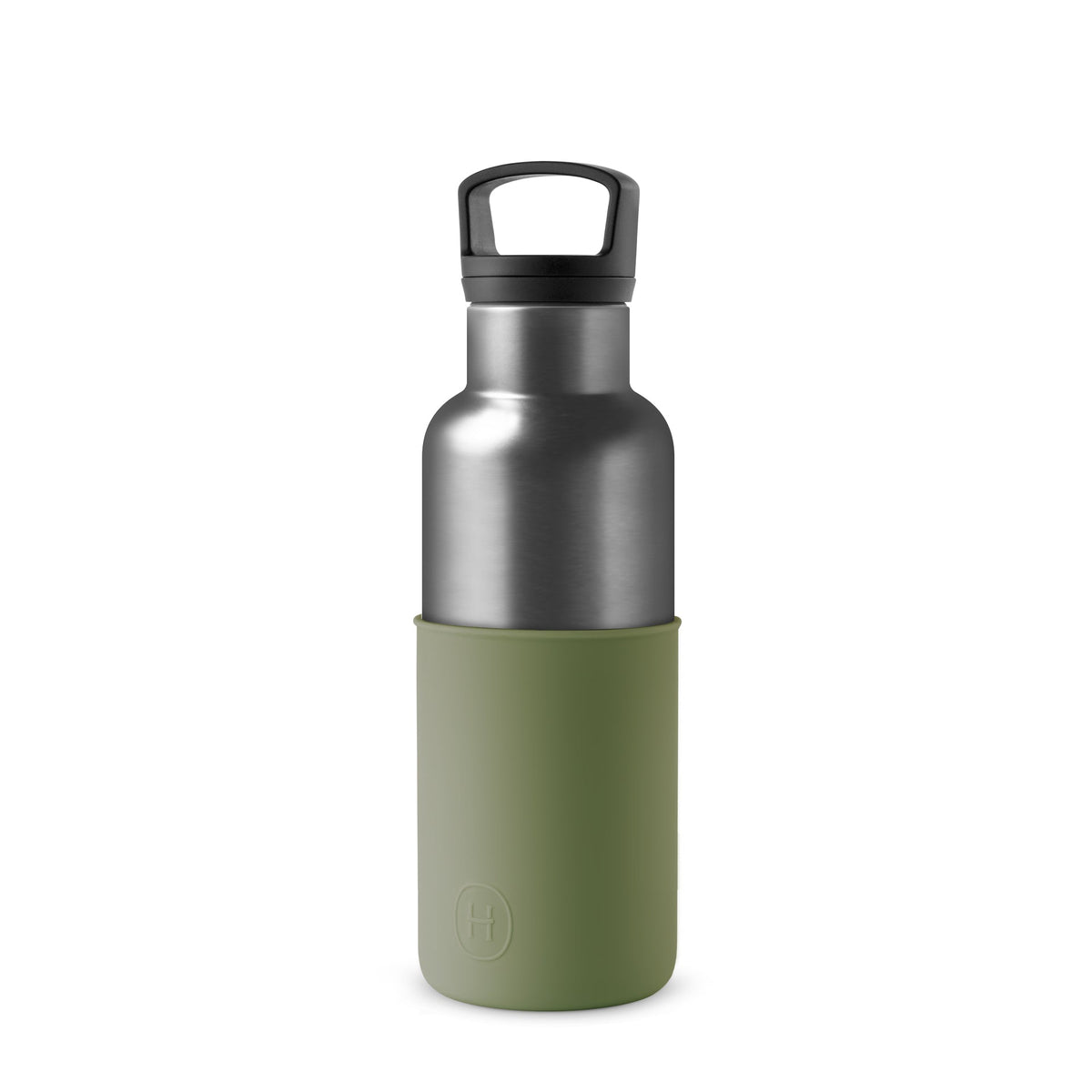 Termoflaske med silikonecover - grå/grøn (470 ml)