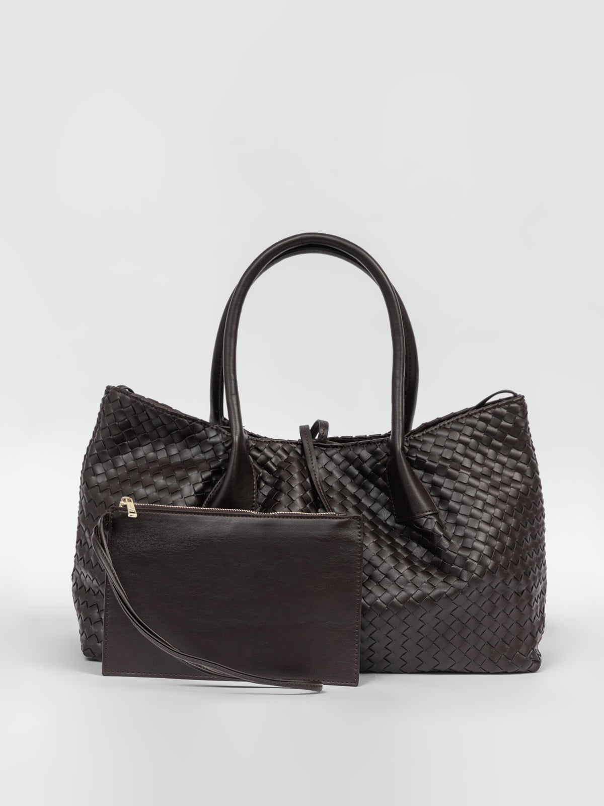 Brun dametaske i kunstlæder – 40 × 27 × 16 cm