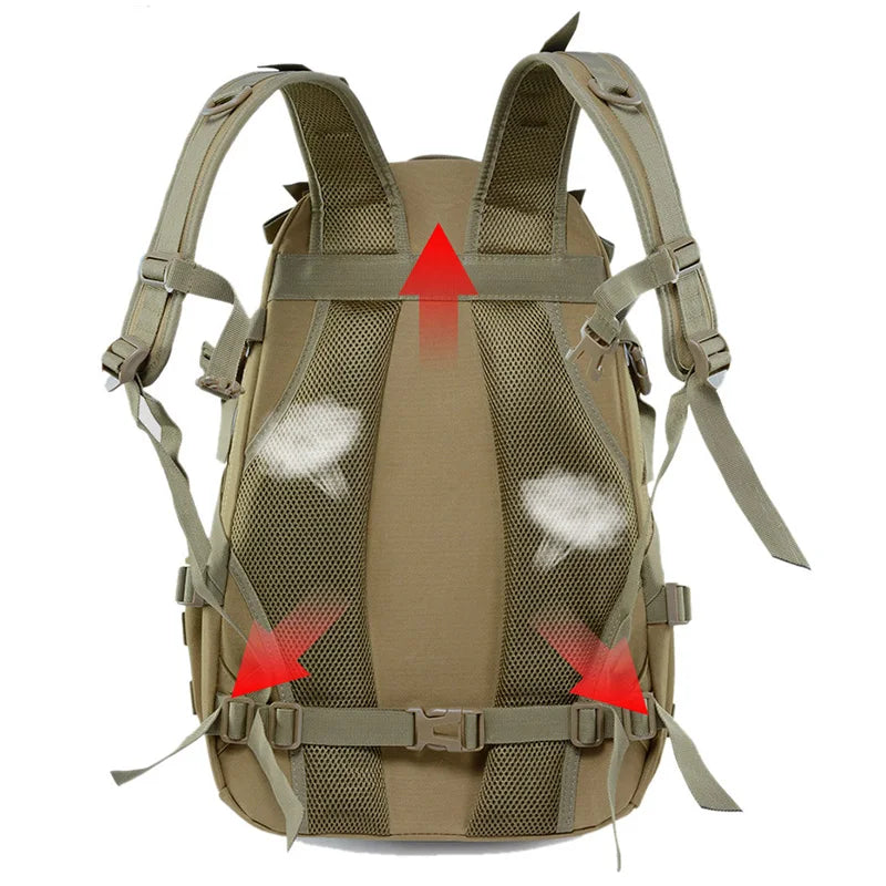 40L Tactical Camping Backpack Waterproof Molle Khaki