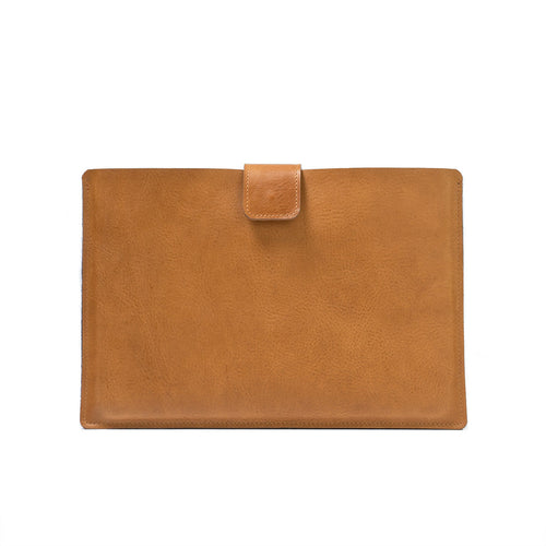 MacBook-etui i læder med lynlåslomme og uldfilt