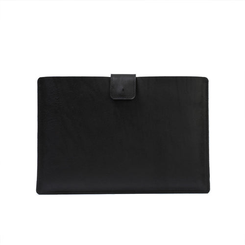 MacBook-etui i læder med lynlåslomme og uldfilt