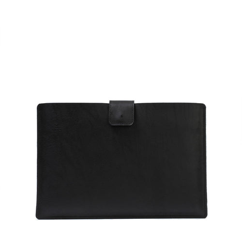 MacBook-etui i læder med lynlåslomme og uldfilt