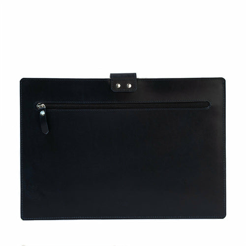 MacBook-etui i læder med lynlåslomme og uldfilt