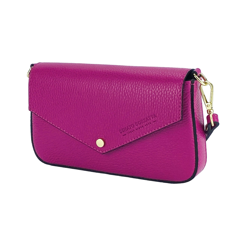 RENATO BORZATTA RB1023BE fuchsia lædertaske til damer med kæderem