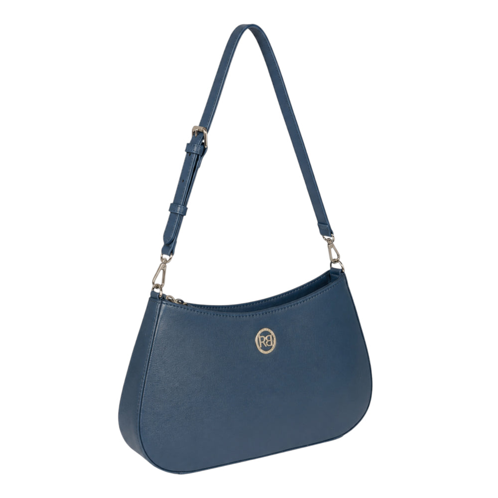 RB1036D | LARA Women's Hobo Bag in Genuine Saffiano Leather Made in Italy. Color: Blue