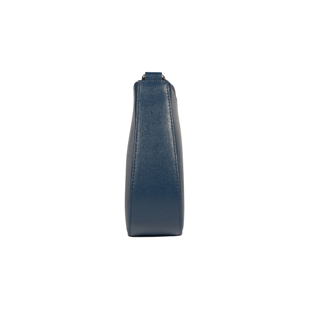 RB1036D | LARA Women's Hobo Bag in Genuine Saffiano Leather Made in Italy. Color: Blue