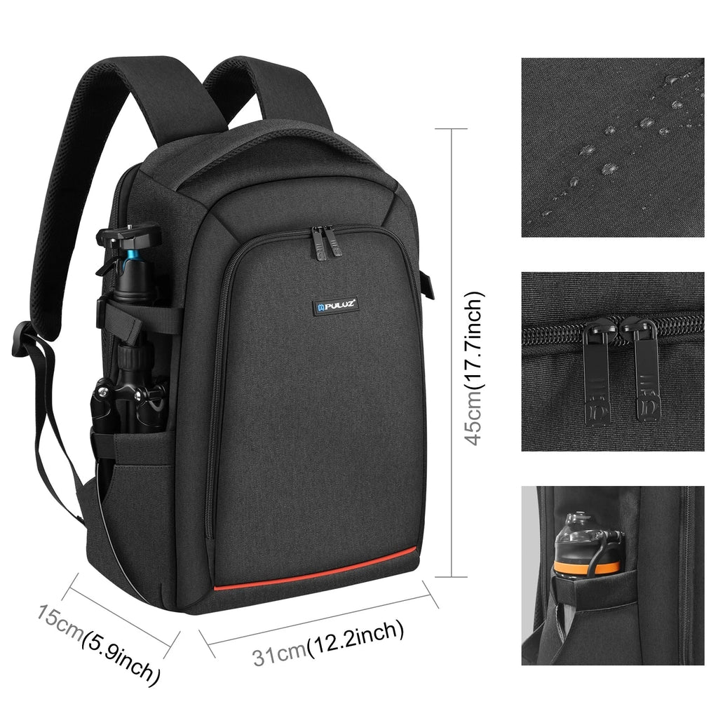 Dual Shoulder Camera Backpack with Rain Cover Black