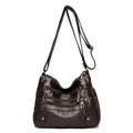 Women's Multi-Layer Leather Shoulder Crossbody Bag (Dark brown)