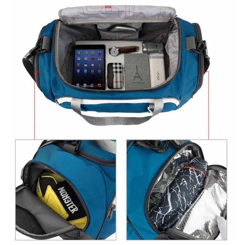 40L Gym Travel Duffel Bag Wet-Dry Separation Blue