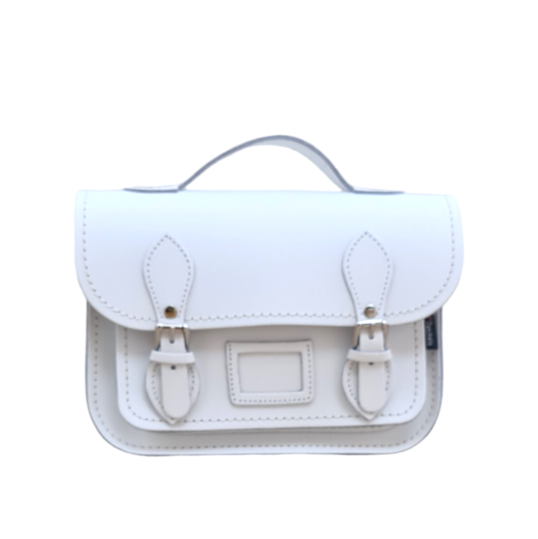 Midi satchel i læder - hvid