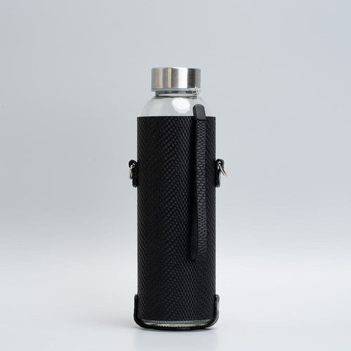 Glasvandsflaske med læderholder - 500 ml