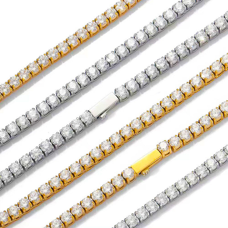 Halskæde i sølvfarvet design – 3 eller 4 mm
