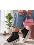 Platform-sneakers i stof - sort