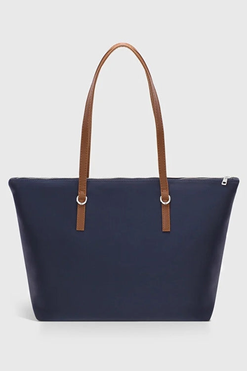 Mørkeblå dametaske – shopper i polyester