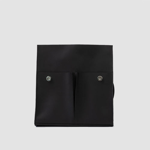 Urban Minimalist sort læderrygsæk med frontlommer