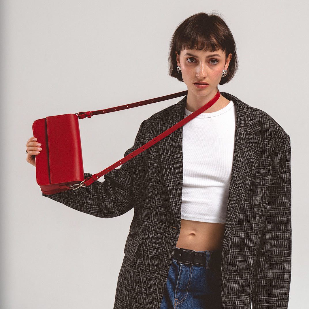 Leather Shoulder Bag - Curie  (Camel)
